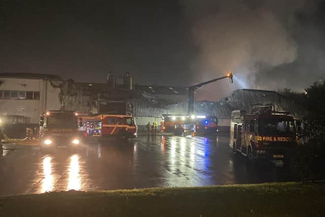 Ten fire engines were called to the Vape Dinner Lady factory in Wilkinson Way (Credit: Lancashire Fire & Rescue Service)