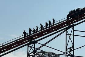 Guests were forced to walk down the Big One after it stopped on its epic climb up the lift hill for the second time in two weeks on Sunday (April 23). Picture by Lacey Cooke