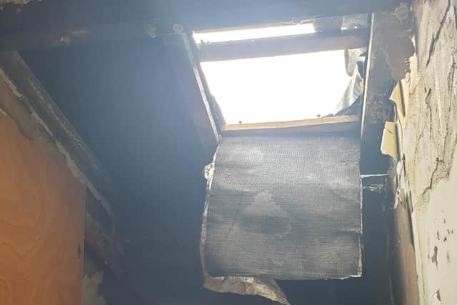 In one incident, a 40-year-old man tried to escape police by climbing through a "very small" opening and scaling a roof (Credit: Lancashire Police)