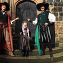 Professor Percy and Professor Oswald with Olivia at Hoghton Tower's Halloween School of Witchcraft & Wizardry