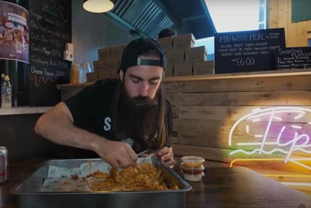 BeardMeatsFood tucking in to the Tipsy Challenge.