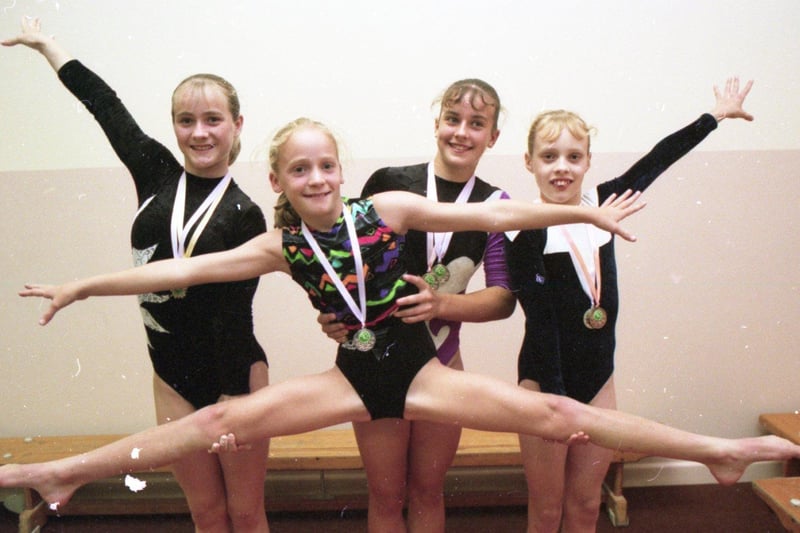A team of gymnasts proved they had the right balance to win a string of awards in the North West Individual Championships. Five members of the Garstang School of Gymnastics competed in Liverpool against hundreds of other hopefuls. Pictured: Lisa Pendlebury, 10, gets a lift from fellow gymnasts (left to right) Francesca Cookson, from Lea, Preston; Emma Nichlson, 15, from Blackpool; and Amy Burke, 12, from St Michaels