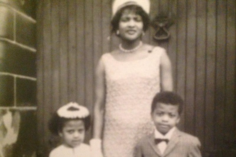 Adrian pictured with his mum and younger sister Shan in Preston in 1969