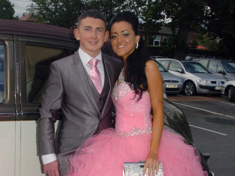 Bob Varey and Ria Corless arrive at the Corpus Christi Catholic Sports College Prom at Barton Grange