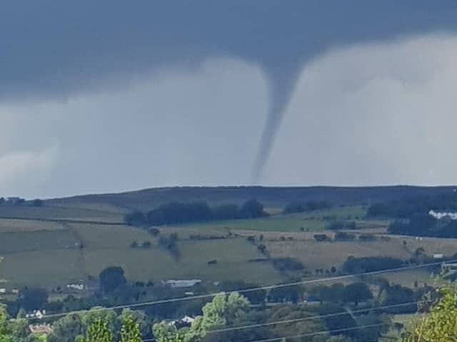 Marc Orwin took this photo of the tornado above Blacko Tower while out walking his dogs in Nelson yesterday