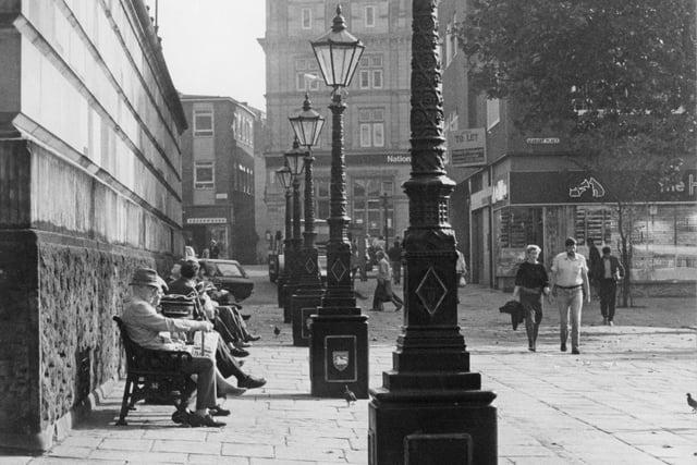 The specially commissioned cast iron gas lights on Preston's Flag Market hark back to the Victorian era