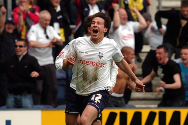Sean St Ledger celebrates scoring the winner against QPR, a goal which took PNE into the play-offs