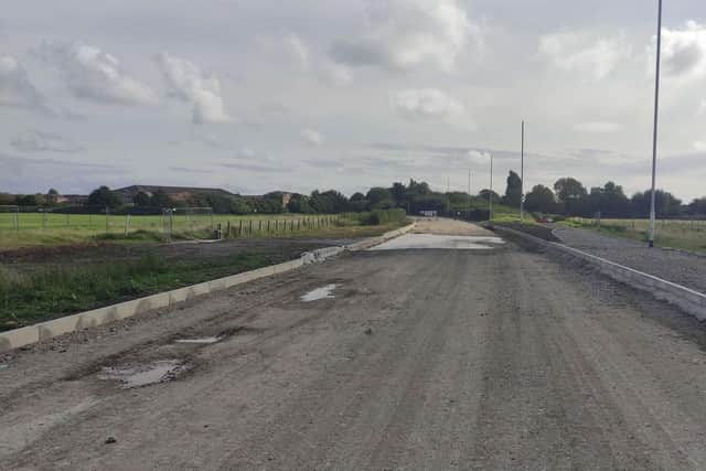New kerbs and streetlights where the link road ties into the existing Lytham St Annes Way at Cypress Point