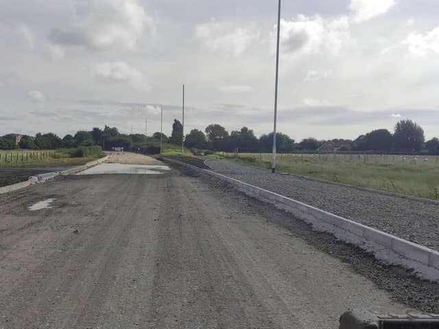 New kerbs and streetlights where the link road ties into the existing Lytham St Annes Way at Cypress Point