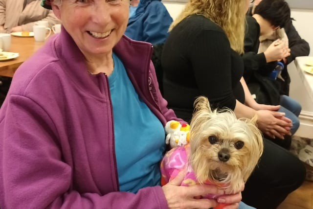 Carol with Misty the Yorkshire Terrier