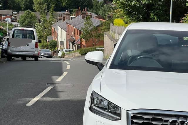 Some of the parked cars on Shaw Brow in Whittle-le-Woods which is causing residents distress