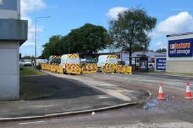 Ribbleton Lane has been closed between Crook Street and Ribbleton Place while repairs are made to a burst water pipe. Picture by Superpet Warehouse Preston