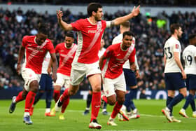 Anthony O'Connor gave Morecambe the lead in last season's FA Cup tie at Tottenham Hotspur Picture: Alex Davidson/Getty Images