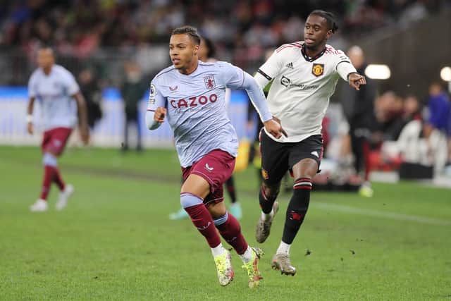 Cameron Archer of Aston Villa in action during a pre-season friendly match against Manchester United