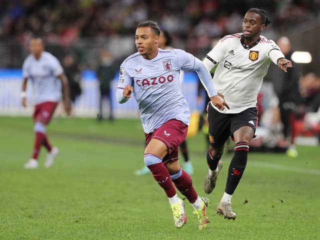 Cameron Archer of Aston Villa in action during a pre-season friendly match against Manchester United
