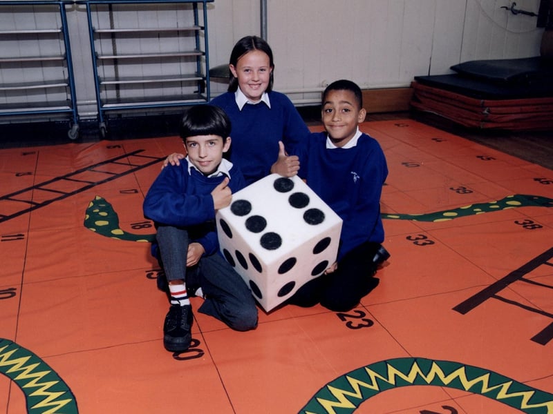 Eldon Street Primary School pupils with equipment donated by British Aerospace