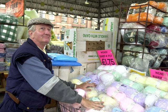Ian Howarth his wool stall on Preston market