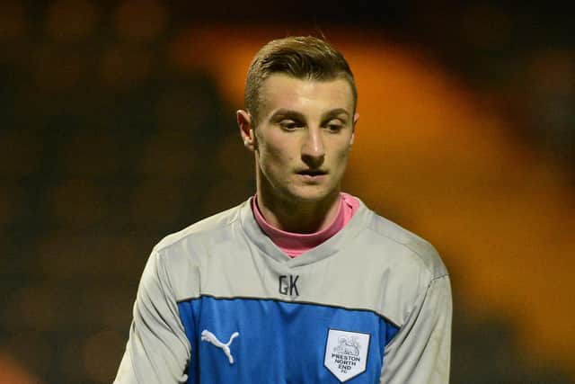 Declan Rudd in the warm-up ahead of his Preston North End debut at Yeovil in February 2013
