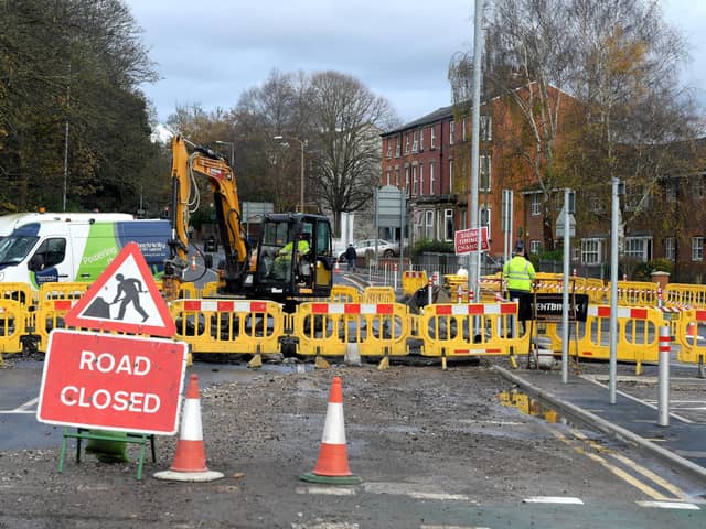 Fishergate Hill was closed after a mains pipe burst at the junction with Broadgate