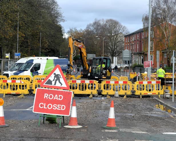 Fishergate Hill was closed after a mains pipe burst at the junction with Broadgate