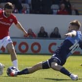 Morecambe's Dan Crowley in possession during Saturday's win Picture: Ian Lyon