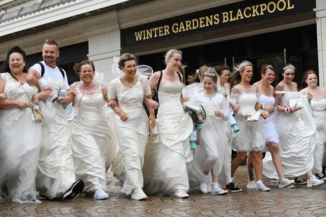 The annual Wedding Walk, raising funds for Trinity Hospice.