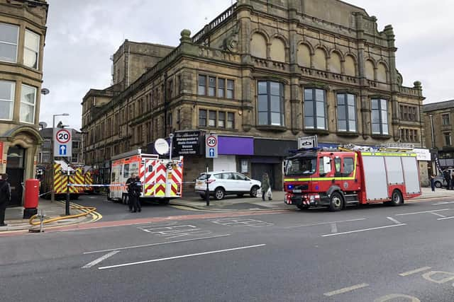 Emergency services at the scene of a fire at the Gordon Working Mens Club in Morecambe. Picture by Thomas Beresford.