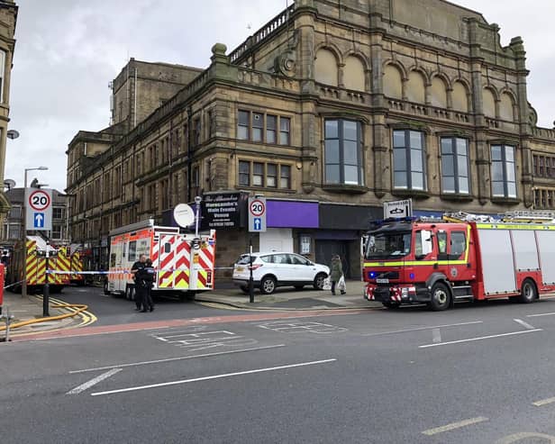 Emergency services at the scene of a fire at the Gordon Working Mens Club in Morecambe. Picture by Thomas Beresford.