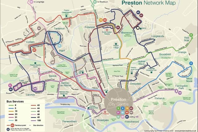 The new Preston Bus route map (from Monday).