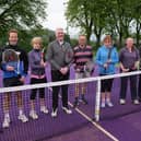 Some of the players including club chair Helen Bramley (third left).