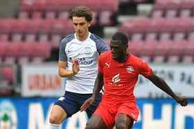 Tom Bayliss in pre-season action for Preston North End against Wigan in July 2021