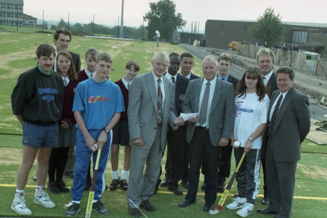 Longridge High School received a cheque for £1,000 towards the school's appeal for sponsorship for a new astro-turf pitch. The cash, from sports firm Reebok UK, was presented by the company's corporate affairs director and Olympic bronze medal winning steeplechase athlete John Disley