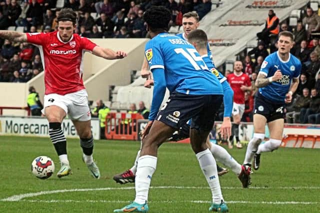 Cole Stockton tries to take the game to Peterborough United Picture: Michael Williamson