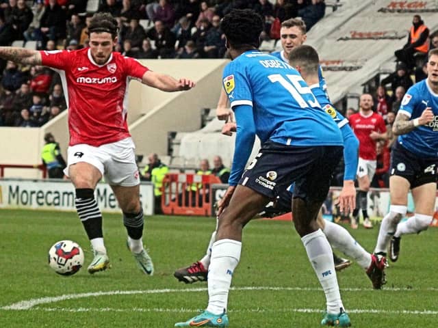 Cole Stockton tries to take the game to Peterborough United Picture: Michael Williamson