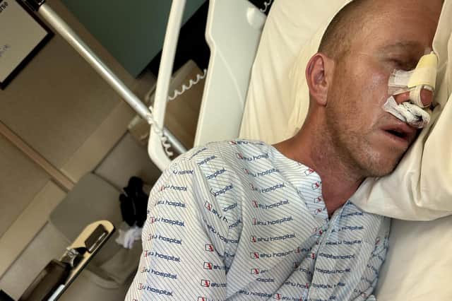 Kelly Marsh’s husband Derek, 41, from Preston is currently recovering from emergency surgery in a hospital in Turkey after she claims he was set upon by six local men over a failed card payment.