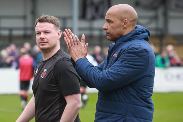 Jamie Vermiglion and Andy Preece after Chorley's 2-1 home defeat By Alfreton Town (photo: Stefan Willoughby)