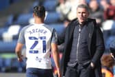 Preston North End's Cameron Archer with Preston North End manager Ryan Lowe