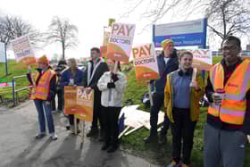 Junior doctors on strike outside Royal Preston Hospital