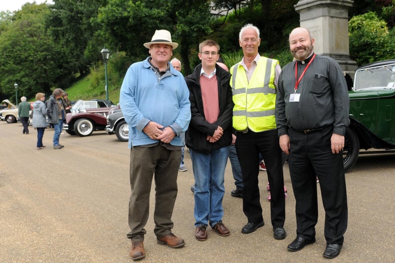 Organisers, from left, Cpt David Thorp, Duncan Whiteside, Father Timothy Lipscomb and Sam Walmsley at the Classic Car day at Avenham and Miller Park