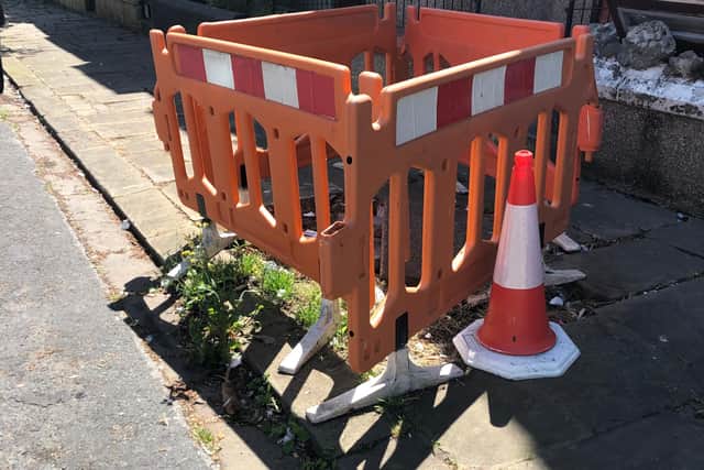 Oxford Street in Morecambe where a tree blew down in December 2021, ripping up the pavements. Lancashire County Council have yet to do the pavement repairs.