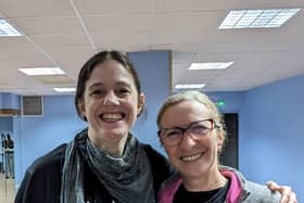 Emma Radcliffe, founder of FlamencoFinder.com (left), with World-renowned flamenco teacher Chiqui De Jerez (right)