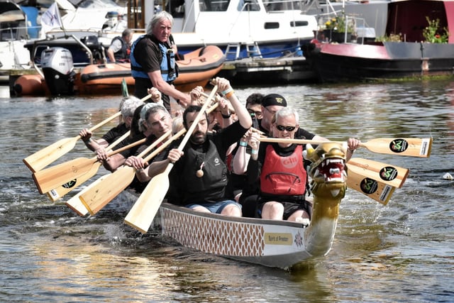 Some of the teams taking part in the Preston Dragons Dragon Boat racing at Preston Marina