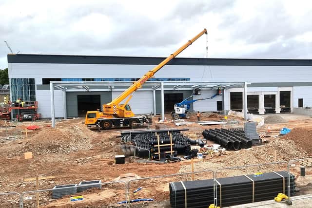 The new building being constructed for Accrol at Lancashire Business Park