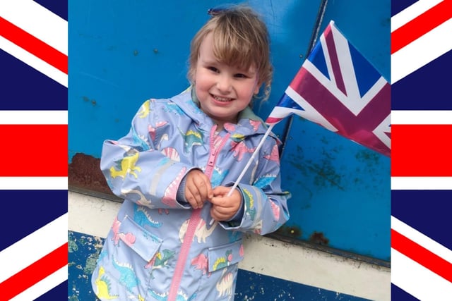 Emily, age 3, on her way to her nursery jubilee party