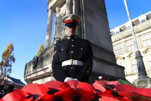 Remembrance Day service at Preston war memorial 2021.