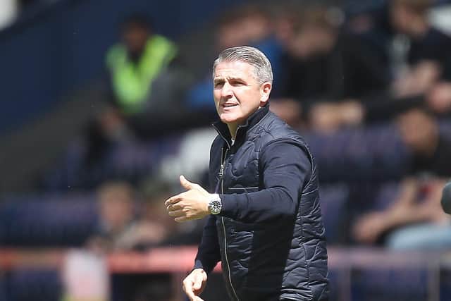 Preston North End manager Ryan Lowe on the touchline during the game against Middlesbrough at Deepdale