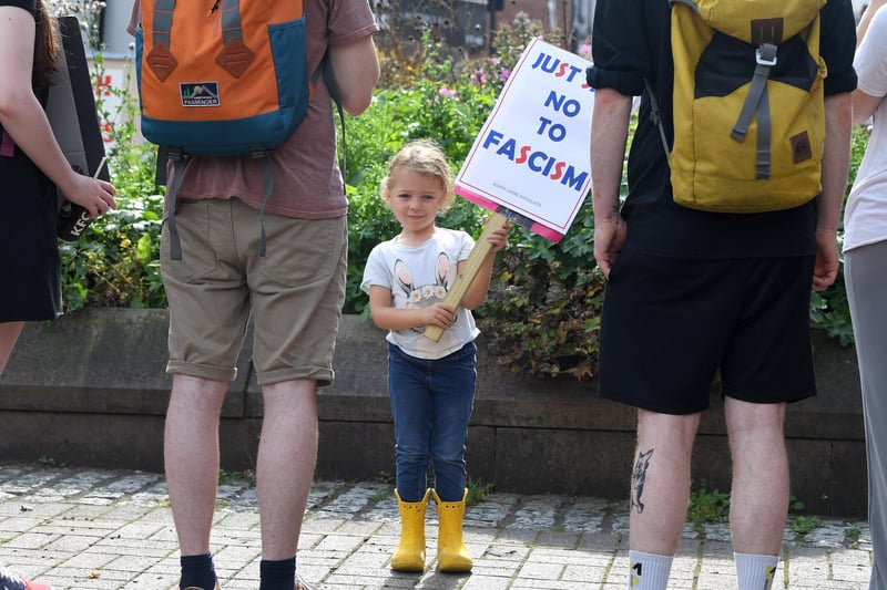 Holly, 4, at the anti-fascist rally in Preston.