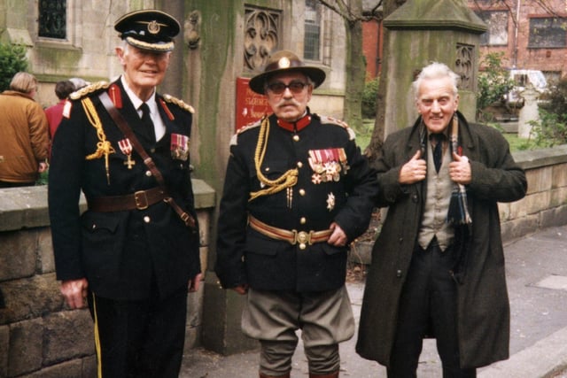 League of Frontiersmen St Georges Day parade from St Georges Church in Preston. Pictured (from left) Brig R Annand, Brig L Pepper and Mr G Law