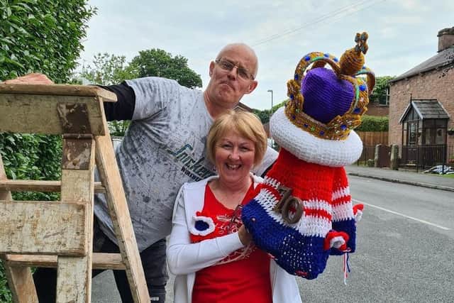 Harry Fowler, who used his step ladder to retrieve the 'Crown Jewels' from a hedge in Hoghton, with Gregson Green Community Centre fundraising member Ann Atkin