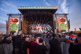 Jay Kay of Jamiroquai on stage at Lytham Festival